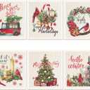 Cunhill 6 Pcs Swedish Kitchen Dish Cloths Kitchen Towels Reusable Sponge Cleaning Cloths Wipes Absorbent Dish Cloth Quick Drying Washable Decorative Tea Towels No Odor Bar Hand Towel (Cardinal Bird)