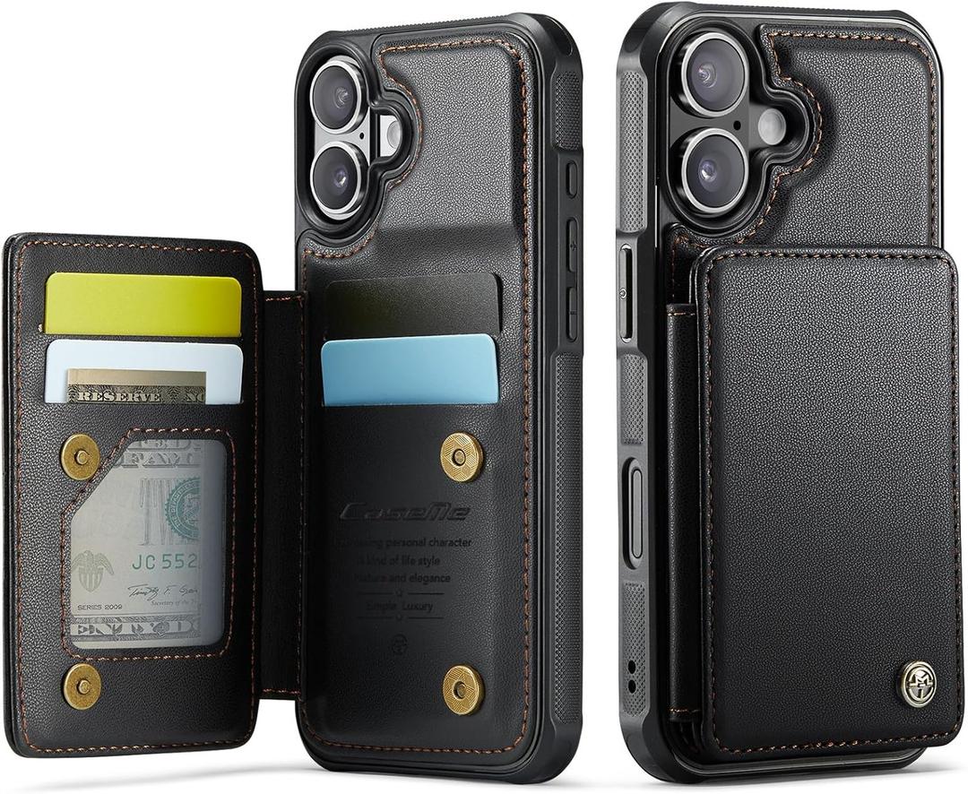 for iPhone 17 Wallet Case with Card Holder, PU Leather RFID Blocking Kickstand for Men and Women, Durable Shockproof Case for iPhone 17 (Black)