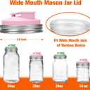 Palksky Mason Jar Drinking Lids 2 Pack, Wide Mouth Stainless Steel Sip Lid with Heat-Resistant Silicone Cover, Leakproof Airtight Flip Cap, Durable Mason Jar Accessories for Coffee & Drinks