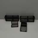 Desk Organizers set with Mesh Pen Holder Cup, 3 Compartments Black Office Supply Organizer Paper Clips Holder for Office Desk Accessories (6 Piece Set, Black)