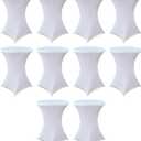 HAORUI 10 Pack Spandex Cocktail Table Covers, Fitted Round Highboy Stretch Table Cloths for Party, Bar, Wedding, Birthday, Banquet (White, Fit for 30-32" Diameter x 42" Height Tables)