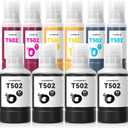 10 Pack T502 502 Ink Refill Bottles for Ecotank ET-2760 ET-4760 ET-2750 ET-3760 ET-2850 ET-15000 ST-4000 ST-2000 ET-3710 ET-3850 ET-3750 ET-4850 ET-3830 ET-4750 ET-2700 ST-3000 Printer (5024BK 2C 2M 2Y))