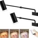 PESUTEN Battery Operated Picture Light, Adjustable Length Wireless Art Light for Paintings CCT Dimmable Rechargeable Picture Light with Remote Control for Gallery Reading Dartboard Bathroom 2PCS