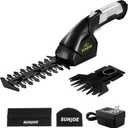 Sun Joe HJ604C Cordless Grass Shears and Hedge Trimmer, 2-in-1 Handheld Shrub Trimmer, 7.2V Lithium-Ion Battery, 1250 RPM Steel Blades, Charger Included