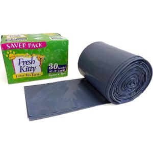 30 Count Fresh Kitty Litter Box Liners Super Thick, Durable, Easy Clean Up Jumbo Scented, Bags with Ties for Pet Cats