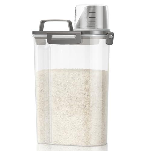 TBMax Rice Storage Container 3 to 5 Lbs - Small Cereal Oatmeal Flour Container with Easy Pouring Spout & Cup, Portable Pet Dog Cat Food Dispenser for Small Spaces, Travel, or Daily Use