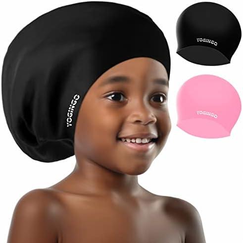 Extra Large Swim Cap for Kids - Silicone, Swim Cap for Long/Short Hair and Braids/Dreadlocks, Girls/Boys 6-14