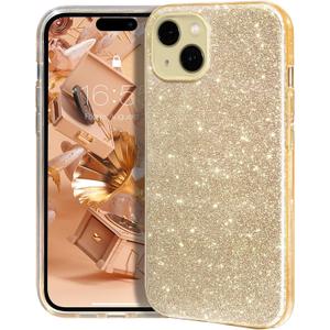 MATEPROX Compatible with iPhone 15 Plus Case Bling Sparkle Cute Girls Women Protective Cases Cover for iPhone 15 Plus 6.7" 2023-Gold