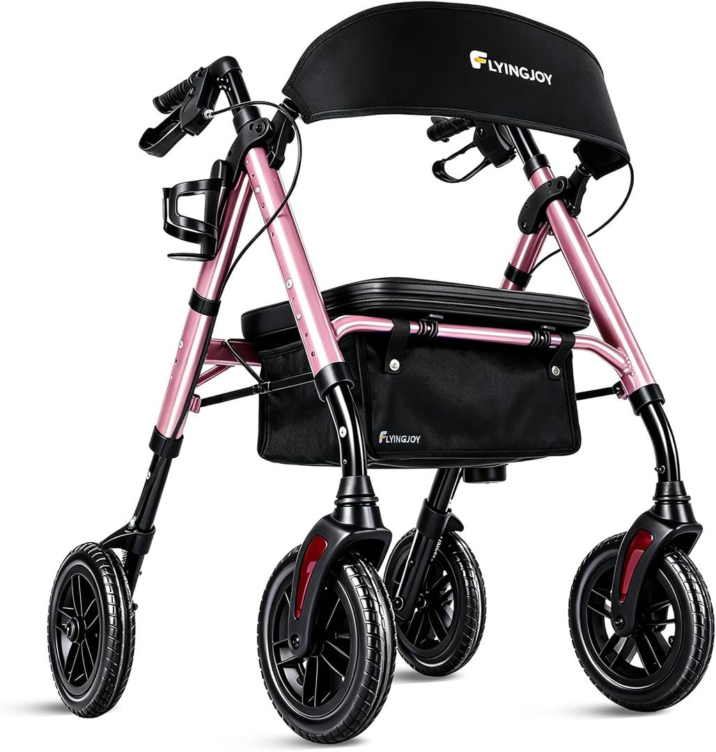Foldable Rollator Walkers for Seniors with Seat,4 Wheel Rolling Walker