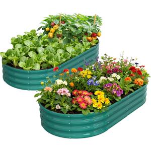 2 Pack 6x3x1ft Raised Garden Bed, 12" Tall Galvanized Metal Raised Beds for Gardening, Rust Resistant Elevated Garden Bed, Planters Box Kit for Outdoor Plants Vegetables Flowers Herbs Tomatoes, Green