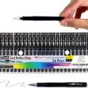 THINK2MASTER [24 Pens - Black Ink Think2 0.5mm Pocketable Mini Gel Pens. (24 Black) Fine Point Small Rollerball Pens with Smooth Quick Drying Ink.