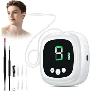 Ear Vacuum Wax Removal Kit-9 Levels Adjustable Strong Suction-Electric Ear Wax Vacuum Cleaner-Reusable Ear Suction Device for Adults, Kids, Indoor Outdoor Travel