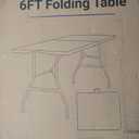 Folding Table 6ft Portable Heavy Duty Plastic Fold-in-Half Utility Foldable Table Plastic Dining Indoor Outdoor for Camping, Picnic and Party, White