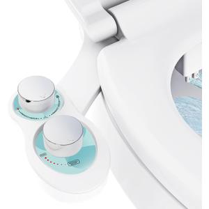 Terapaton RV Bidet Toilet Seat Attachment, RV Bidet for Camper Toilet with Dual Nozzles, Self/Rear/Front Cleaning, Non-Electric, Adjustable Water Pressure, Fresh Water