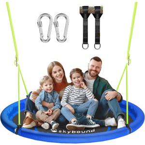 43" Tree Swing 600LB Weight Capacity - Outdoor Waterproof Flying Saucer Swing with Hanging carabiners (Blue)