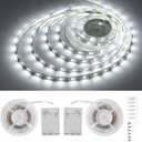 Battery Powered LED Strip Lights, 5V, Daylight White,Cuttable to Size, 13.2ft with 240 LEDs, Portable Lighting, Requires 3xAA Batteries (not Included), Not Waterproof, 2 Packs, Each 6.6ft.