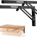 Ravinte 20 Inch Folding Shelf Brackets - Matte Black Collapsible Heavy Duty Brackets for Table Bench - Space Saving, 2 Pack