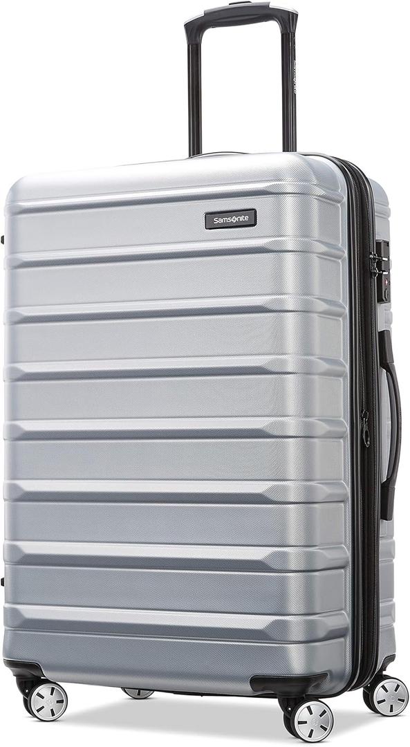 Samsonite Omni 2 Hardside Expandable Luggage with Spinners, Arctic Silver, Checked-Medium 24-Inch
