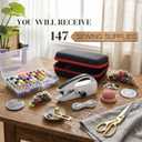 Handheld Sewing Machine, Mini Portable Hand Sewing Machine, Complete 147-Piece Sewing Kit & Accessories, Ideal for Adults & Beginners, Set of Quick Home Clothing Repair Tools, Good Gift