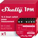 Shelly 1PM Gen3 | WiFi Smart Relay Switch with Power Metering, 1-Channel 16A | Home Automation | Compatible with Alexa & Google Home | iOS Android App | No Hub | Wireless Lighting Control
