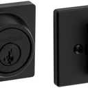 Kwikset 660 Contemporary Deadbolt Deadbolt Lock, Matte Black Square Exterior Keyed Front Entry Door, Pick Resistant SmartKey Rekey Security, Single Cylinder Dead Bolt