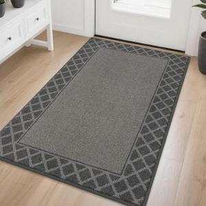 BEQHAUSE Door Mat Indoor Entrance Dirt Trapper Rugs for Entryway Non Slip Welcome Mat Absorbent Floor Mat Low Profile Washable Front Doormat for Dirty Paws, 36" x 60", Grey