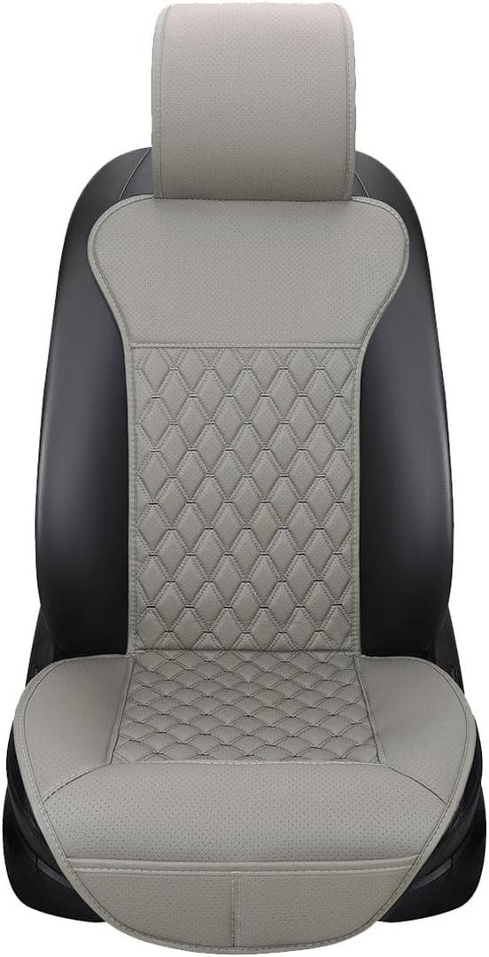 Front Car Seat Covers, Waterproof Leather Car Seat Covers Protectors, Luxury Anti-Slip Driver Seat Cover with Backrest, Universal for Most Cars SUV Pick-up Truck (Grey)
