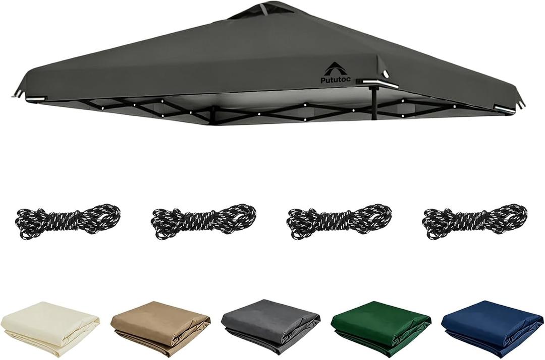 10x10ft Canopy Replacement Top Cover with Air Vent, UV Protected & Waterproof Pop-up Canopy Roof, Adjustable Elastic Straps for Outdoor Patio Garden Sun Shade Tent (Top Only) (Dark Gray)