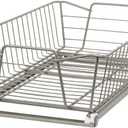 ClosetMaid 11 in. Pull Out Cabinet Organizer, Heavy Duty, Slide Out Pantry Shelves Drawers for Kitchen, Bathroom, Nickel