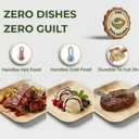Brheez Bamboo Plates 8 inch with Cutlery: 50 Plates + 50 Forks + 50 Knives + 50 Spoons | Bamboo Plates Disposable Palm Leaf Plates |Eco Compostable Biodegradable Plates 200 peice set