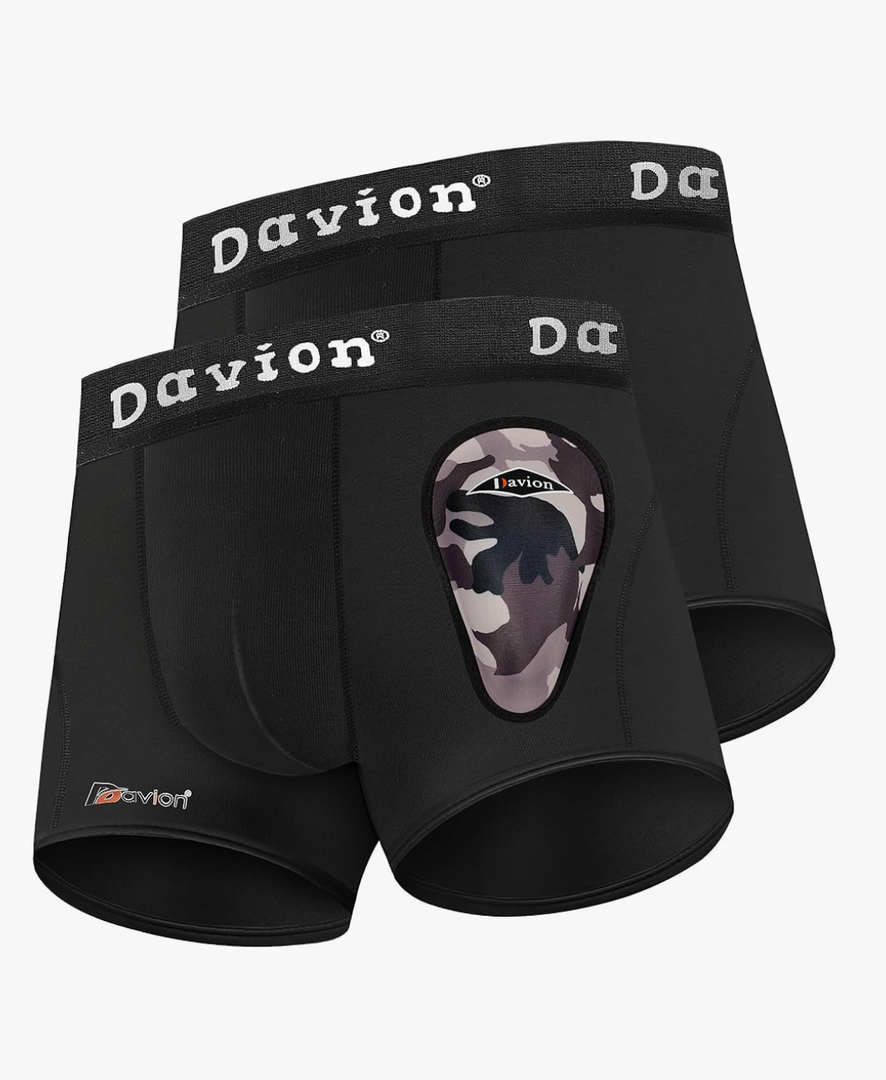 Davion 2-Pack Boys Underwear with 1 Soft Protective Athletic Cup Youth Briefs for Football, Baseball, Lacrosse, L