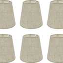 6Pcs Handmade Chandelier Shades, Linen Clip On Chandelier Lamp Shades, Small Lamp Shades Set of 6 for Chandelier Lampshade, Cross Linen