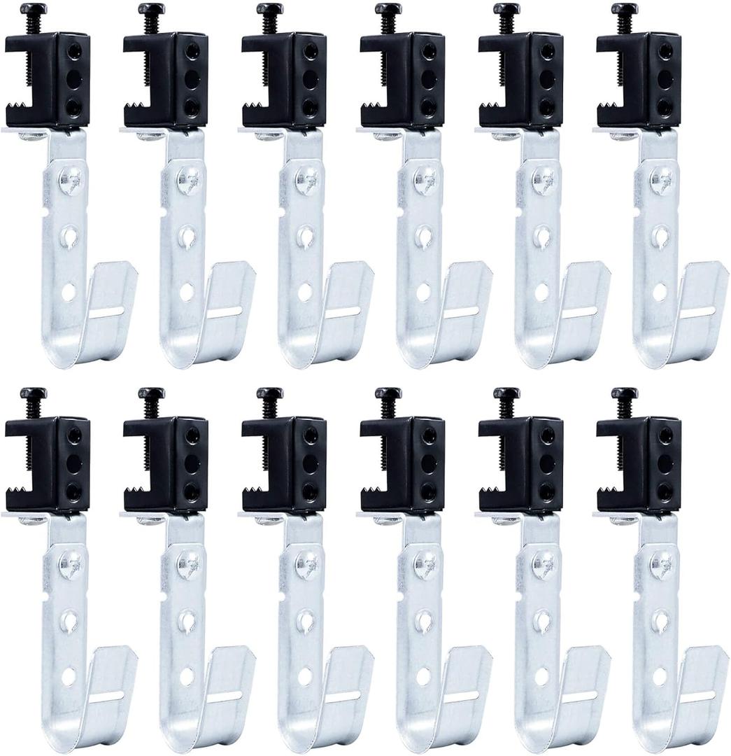 Heavy Duty 3/4" Cable Support J Hooks with Beam Clamp for Wire Management, Metal Wire Support J-Hook Hanger for Wall Mounting&Attaching to Vertical Surfaces(Ceilings, Beams)12 Packs