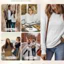 SHEWIN Fall Sweaters for Women Casual Crewneck Long Sleeve Crochet Pullover Tops Sweater (XX-Large, White)