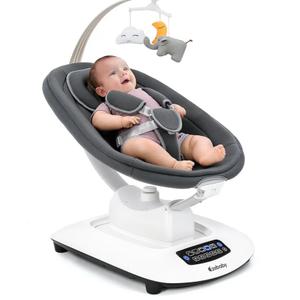 Ezebaby Baby Swing for Infants and Newborns with 5 Unique Motions, Adjustable Speed and Positions, Lullabies, Infant Swing with 5-Point Harness, Baby Swing for Newborn Babies 0-9 Months Grey