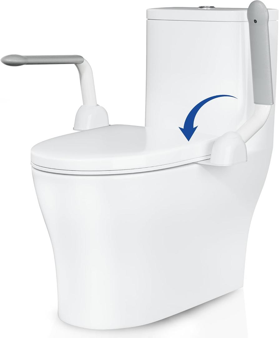 PETOUCH Toilet Safety Rails for Seniors, Heavy Duty Toilet Rails with Foldable Handles, Space-Saving Toilet Assist Arms, Toilet Bars for Elderly, Pregnant, Mobility Impaired, Support Up to 480LBS