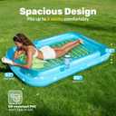 SLOOSH Inflatable Tanning Pool Lounger Float, 85" x 57" Extra Large Pool Floats Adult with Pillow, 4 in 1 Suntan Tub Raft Floatie,Sunbathing Bed Lounge for Water Blow Up Ball Pit, XL-Blue Green
