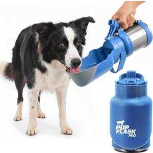 PupFlask Pro Dog Water Bottle | 30 or 50 OZ Double Wall Insulated Stainless Steel | Built-in Flip Cup Bowl | Leak Proof Cap | 24+ Hour Cold Water | Small & Large Dogs | Portable Pet Hydration Bottle