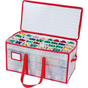 Portable Waterproof Christmas Decoration Ball Storage Box - Stores 128 Ornaments, 3-inch Balls, 8 Independent Layered Trays, Foldable for Easy Access