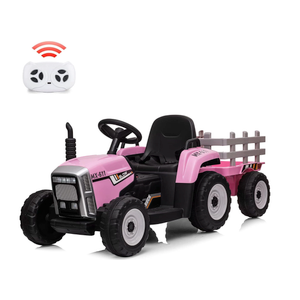 Nasitip 12V Kids Battery Powered Electric Tractor with Trailer, Toddler Ride On Car w/Remote Control/ 7-LED Headlights/ 2+1 Gear Shift/ MP3 Player/USB Port for Kids 3-6 Years (Pink, 25W/ Tread Tire)