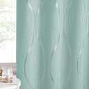 NICETOWN Aqua Blue Floral Blackout Curtain Panels 84 inches 2 Pieces, 52 inches Wide Light Reducing Thermal Insulated Solid Grommet Printed Window Treatments/Drapes for Living Room/Nursery
