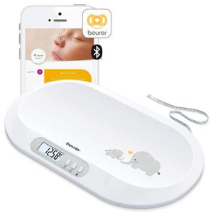 Beurer BY90 Digital Baby & Pet Scale with Bluetooth for Infants, Cats & Dogs, Weighing in Lbs/Oz/Kg up to 44 lbs, Hold & Tare Function for Accuracy & Curved Platform