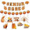 Senior Night Basketball Party Decorations - Senior 2026 Graduation Decoration Basketball Banners with Hanging Swirls for High School College Graduation Sport Theme Party Decor Supplies