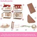 Family Cozy Cabin Doll House Playset, Dollhouse Furniture and Accessories,DIY Cottage Pretend Play Dollhouses, for Toddlers, Boys & Girls