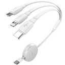 LISEN Multi Charging Cable, 3 in 1 Charging Cable, Retractable Car Charger with Type C/L/Micro USB Ports for iPhone 16 15 14 Pro Max/Samsung Galaxy S25/PS/Kindle, Multi Chargers for All Devices, White