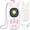 Mp3 Player for Kids, Cute Bunny Kids Mp3 Player with Bluetooth, 32GB Mp3 Players with Speaker, FM Radio, Recordings, Alarm, Pedometer, Stopwatch, Support up to 128GB