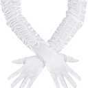 SUMERSHA Long Satin Gloves With Rhinestones Women Elbow Length Sparkly Opera Party 20s Gloves Wedding Costume Accessories