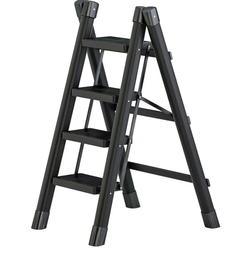 4 Step Folding Portable Step Ladder with Anti-Slip Wide Pedal Aluminum Stepladder Lightweight Step Stool for Office, Household, Library 300lbs - Black 4 Step Folding Portable Step Ladder with Anti-Slip Wide Pedal Aluminum Stepladder Lightweight Step Stool for Office, Household, Library 300lbs - Black