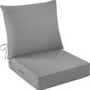 IASEAHK Outdoor Seat Cushion Set, Waterproof & Fade Resistant Patio Chair Cushions, Outdoors Cushion for Patio Furniture, 24 x 24 x 5.75 Inch, Outdoor Couch Cushions with Handle and Ties, Grey