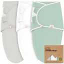 3-Pack Organic Baby Swaddle Sleep Sacks - Swaddles for Newborns, Infant 3-6 Months, Baby Girls, Boys, Soft & Snug Newborn Sleep Sack, Nursery Swaddling Blankets (Sage, L)